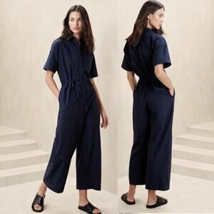 NWT Banana Republic Navy Blue Tie-Waist Jumpsuit (14)